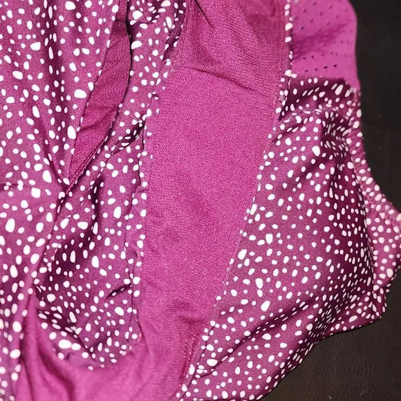 Nike Womens Maroon White Polka Dot One Piece Bathing Swim Suit Open Back Large - Picture 4 of 5